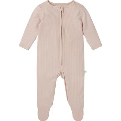 Mori Kids'  Rib Stripe Footie In Nude