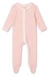 Mori Babies'  Rib Stripe Footie In Pink Stripe