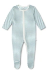 Mori Rib Stripe Footie In Sea Stripe