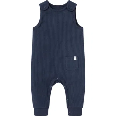 Mori Babies'  Ribbed Fitted Overall Romper In Blue