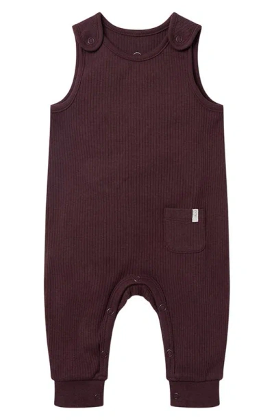 Mori Babies' Ribbed Fitted Overall Romper In Ribbed Berry