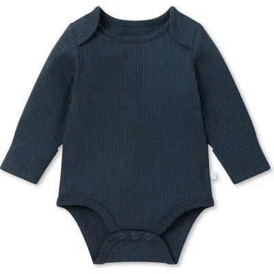 Mori Kids'  Ribbed Long Sleeve Bodysuit In Blue