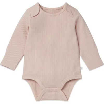 Mori Kids'  Ribbed Long Sleeve Bodysuit In Pink