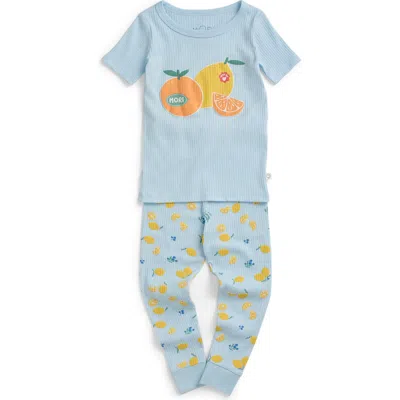 Mori Kids'  Ribbed Print Pyjama Set In Blue