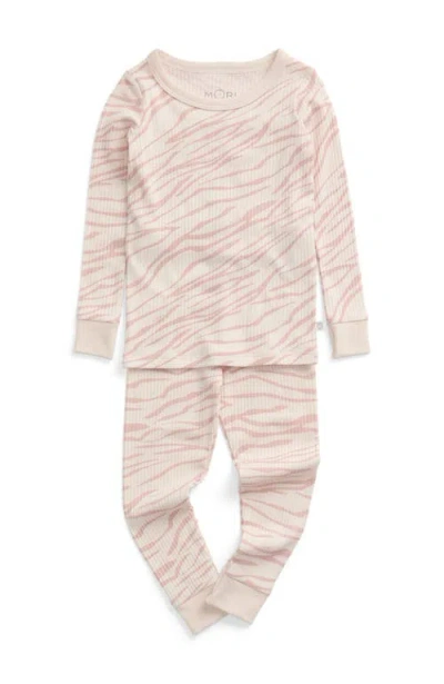 Mori Kids'  Ribbed Print Pyjama Set In Neutral