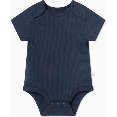 Mori Babies'  Ribbed Short Sleeve Bodysuit In Blue