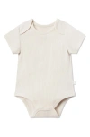 Mori Babies' Ribbed Short Sleeve Bodysuit In Ecru