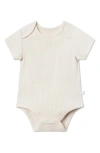 Mori Kids' Ribbed Short Sleeve Bodysuit In Ecru