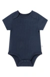 Mori Babies' Ribbed Short Sleeve Bodysuit In Navy
