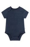 Mori Kids'  Ribbed Short Sleeve Bodysuit In Navy