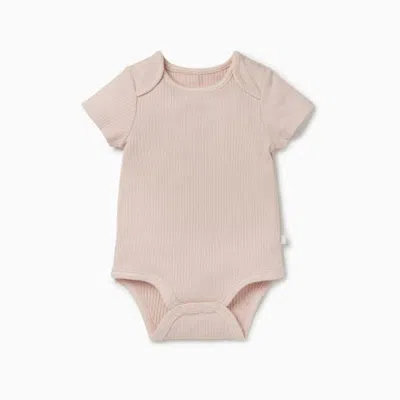 Mori Kids'  Ribbed Short Sleeve Bodysuit In Pink