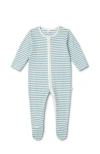 Mori Ribbed Stripe Two Way Zip-up Sleepsuit In Blue