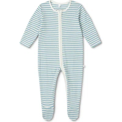 Mori Kids'  Ribbed Stripe Two Way Zip-up Sleepsuit In Blue