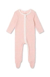 Mori Ribbed Stripe Two Way Zip-up Sleepsuit In Pink