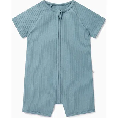 Mori Kids'  Ribbed Summer Zip-up Sleepsuit In Blue