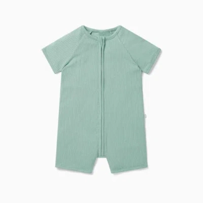 Mori Kids'  Ribbed Summer Zip-up Sleepsuit In Green
