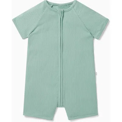 Mori Kids'  Ribbed Summer Zip-up Sleepsuit In Green