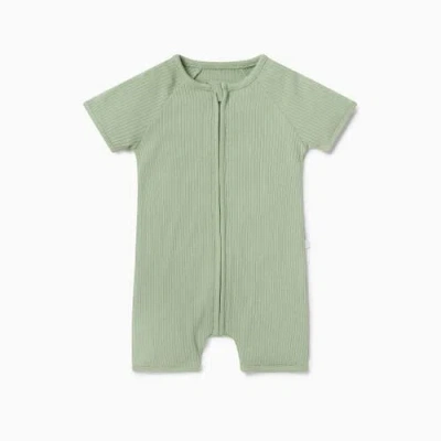 Mori Kids'  Ribbed Summer Zip-up Sleepsuit In Green