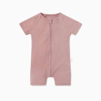 Mori Kids'  Ribbed Summer Zip-up Sleepsuit In Pink