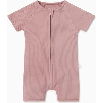 Mori Kids'  Ribbed Summer Zip-up Sleepsuit In Pink