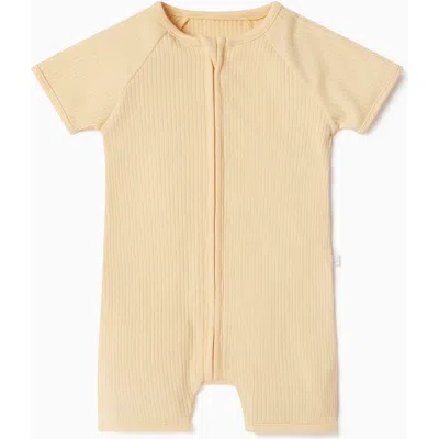 Mori Kids'  Ribbed Summer Zip-up Sleepsuit In Brown
