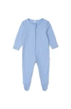 Mori Ribbed Two Way Zip-up Sleepsuit In Blue
