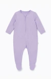 Mori Ribbed Two Way Zip-up Sleepsuit In Purple