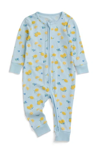 Mori Babies'  Ribbed Two Way Zip-up Romper In Blue