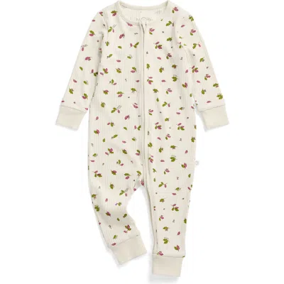 Mori Kids'  Ribbed Two Way Zip-up Romper In Neutral