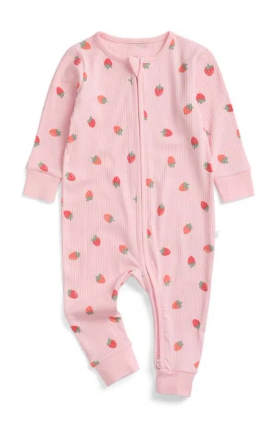Mori Babies'  Ribbed Two Way Zip-up Romper In Pink