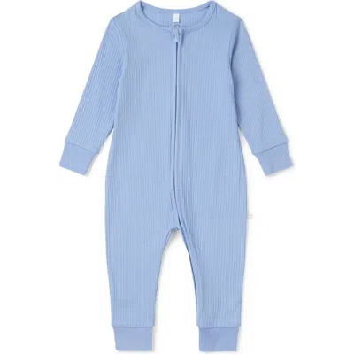 Mori Kids'  Ribbed Two Way Zip-up Romper In Blue