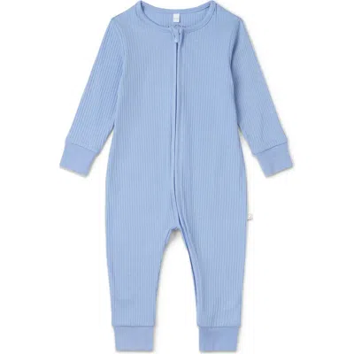 Mori Kids'  Ribbed Two Way Zip-up Sleepsuit In Blue
