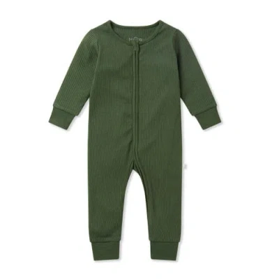 Mori Babies'  Ribbed Two Way Zip-up Sleepsuit In Green