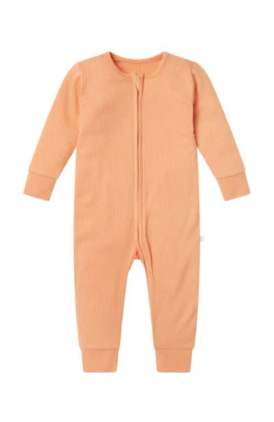 Mori Babies'  Ribbed Two Way Zip-up Sleepsuit In Orange