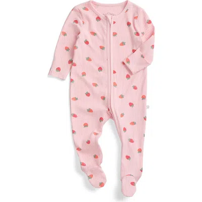 Mori Babies'  Ribbed Two Way Zip-up Sleepsuit In Pink