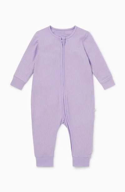 Mori Kids'  Ribbed Two Way Zip-up Sleepsuit In Purple