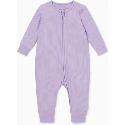 Mori Babies'  Ribbed Two Way Zip-up Sleepsuit In Purple
