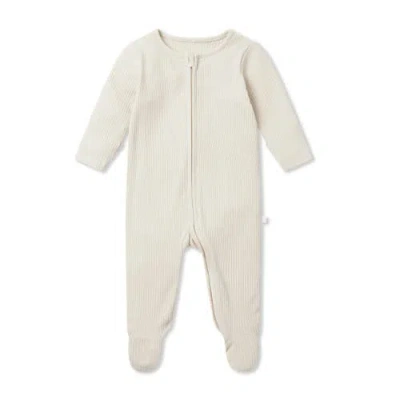 Mori Babies'  Ribbed Two Way Zip-up Sleepsuit In White