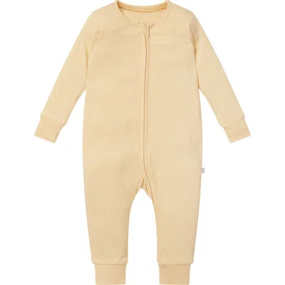 Mori Kids'  Ribbed Two Way Zip-up Sleepsuit In Yellow