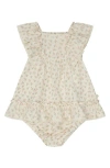 Mori Ruffle Organic Cotton Gauze Dress & Bloomers In Grass Floral