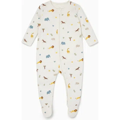 Mori Kids'  Safari Print Two Way Zip-up Sleepsuit In Brown