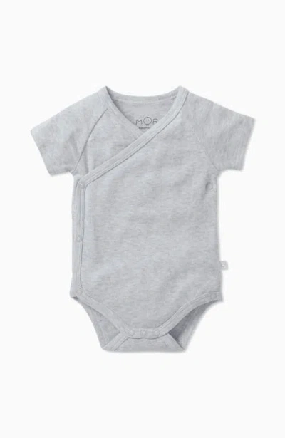 Mori Kids'  Short Sleeve Kimono Bodysuit In Gray