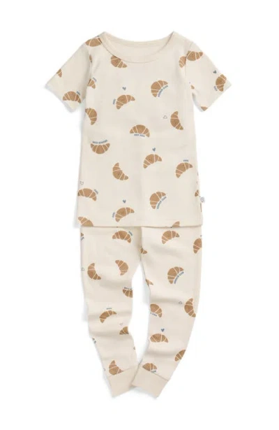 Mori Kids'  Short Sleeve Print Pajama Set In White