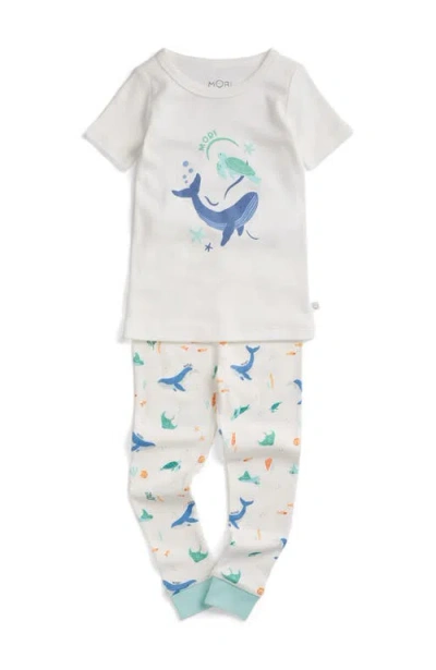 Mori Kids'  Short Sleeve Print Pajama Set In Gray