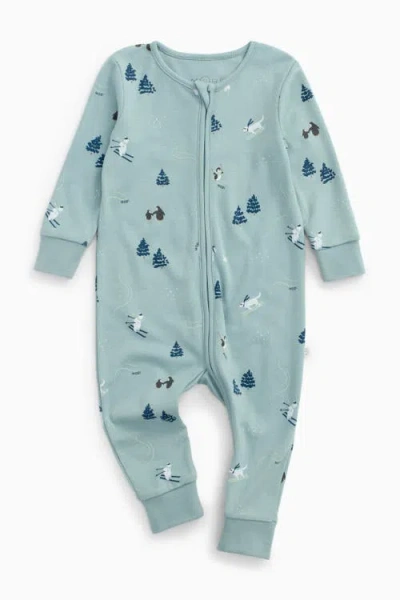Mori Kids'  Ski Two Way Zip-up Romper In Blue