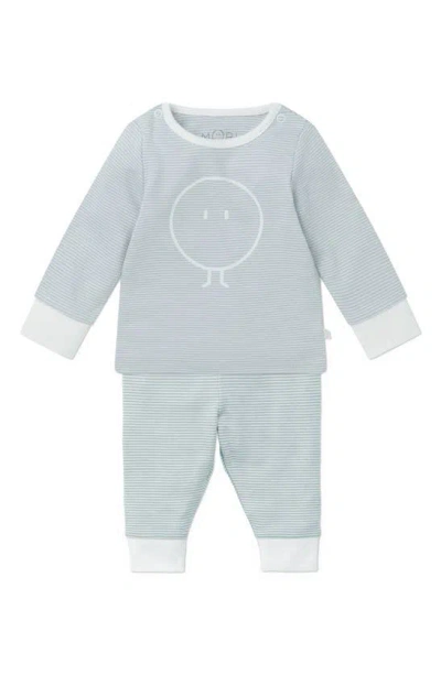 Mori Babies' Snoozy Fitted Two-piece Graphic Pyjamas In Blue Stripe