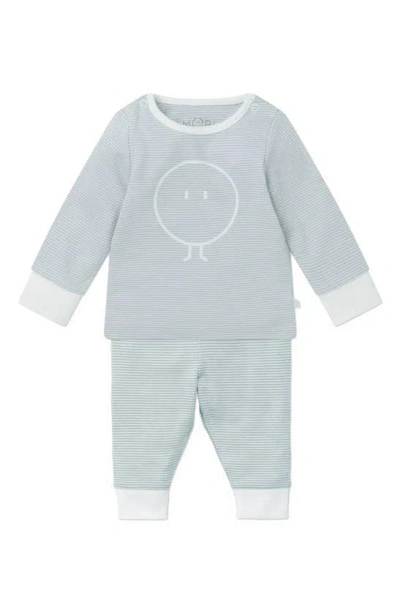 Mori Kids' Snoozy Fitted Two-piece Graphic Pajamas In Blue Stripe