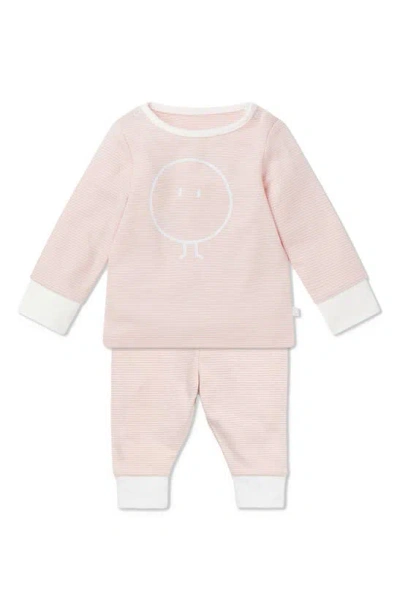 Mori Babies' Snoozy Fitted Two-piece Graphic Pyjamas In Blush Stripe