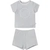 Mori Snoozy Fitted Two-piece Graphic Short Pajamas In Grey Marl