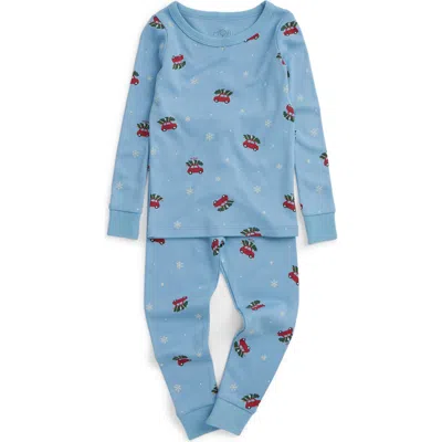 Mori Kids'  Snowy Car Pyjamas In Blue